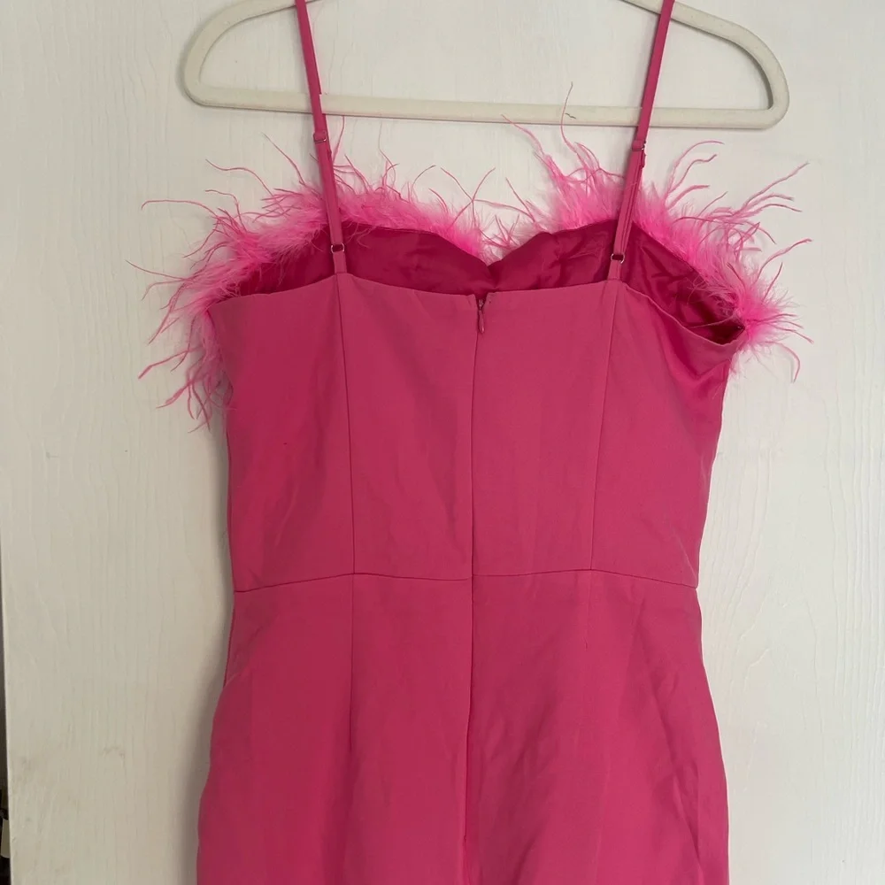 Strut & Bolt Pink Feather-Trim Dress M - Picture 5 of 5